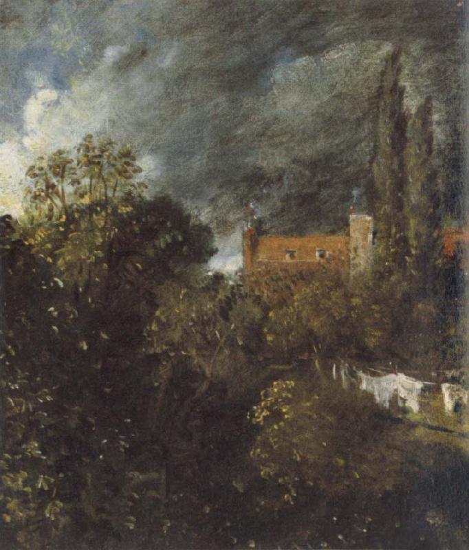 View in  Garden at Hampstead,with a Red House beyond, John Constable